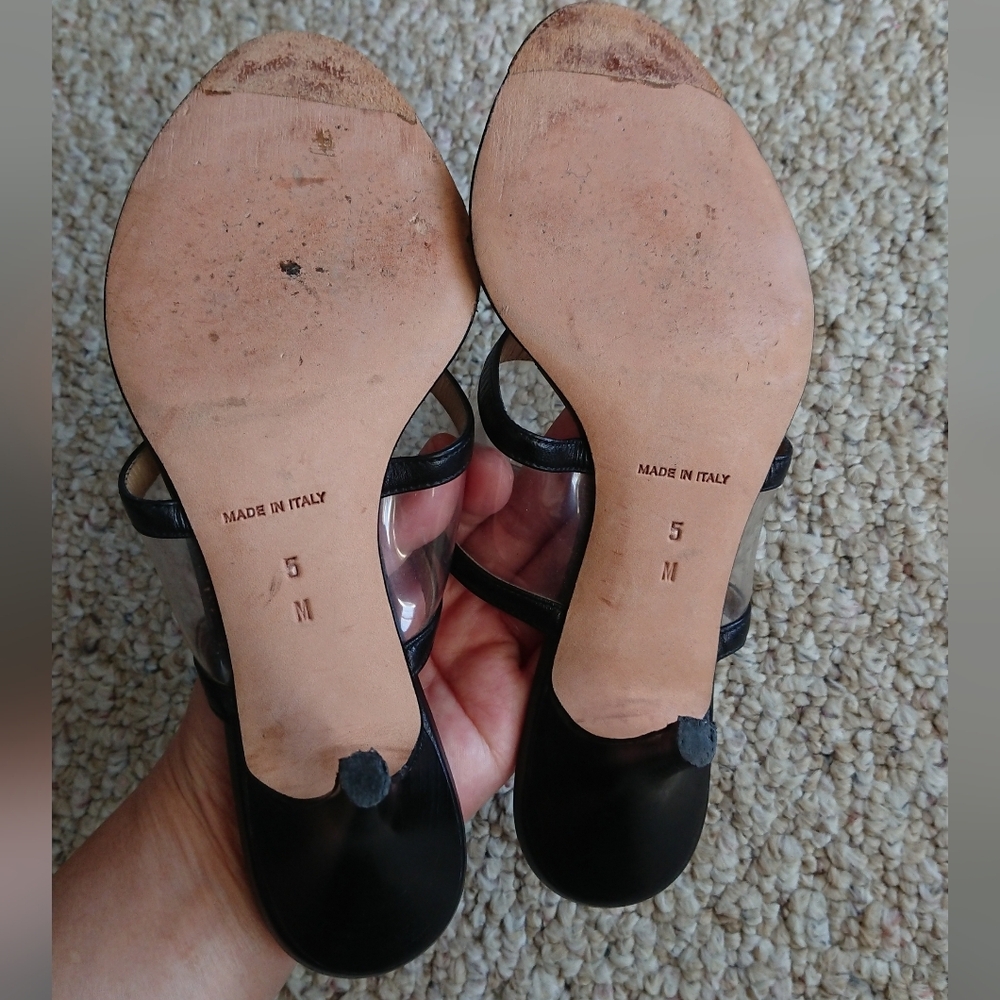 MICHAEL KORS Black Leather thong tantra slide sandals size 5 - Picture 10 of 12
